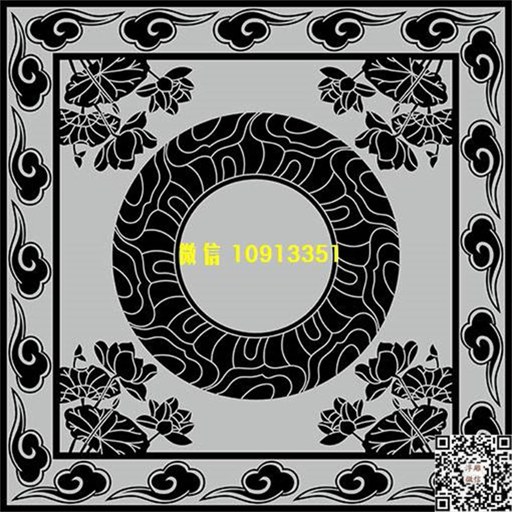 精雕图186荷花祥云地雕精雕图线雕图线条图单线铣底图_电脑雕刻plt文泰矢量图精雕图浮雕图